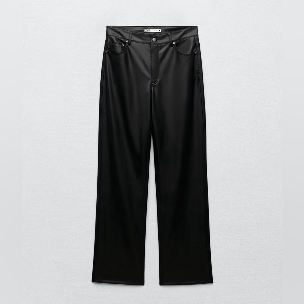 NWT | Zara | Faux Leather 90’s Wide Leg Pant - Picture 6 of 17